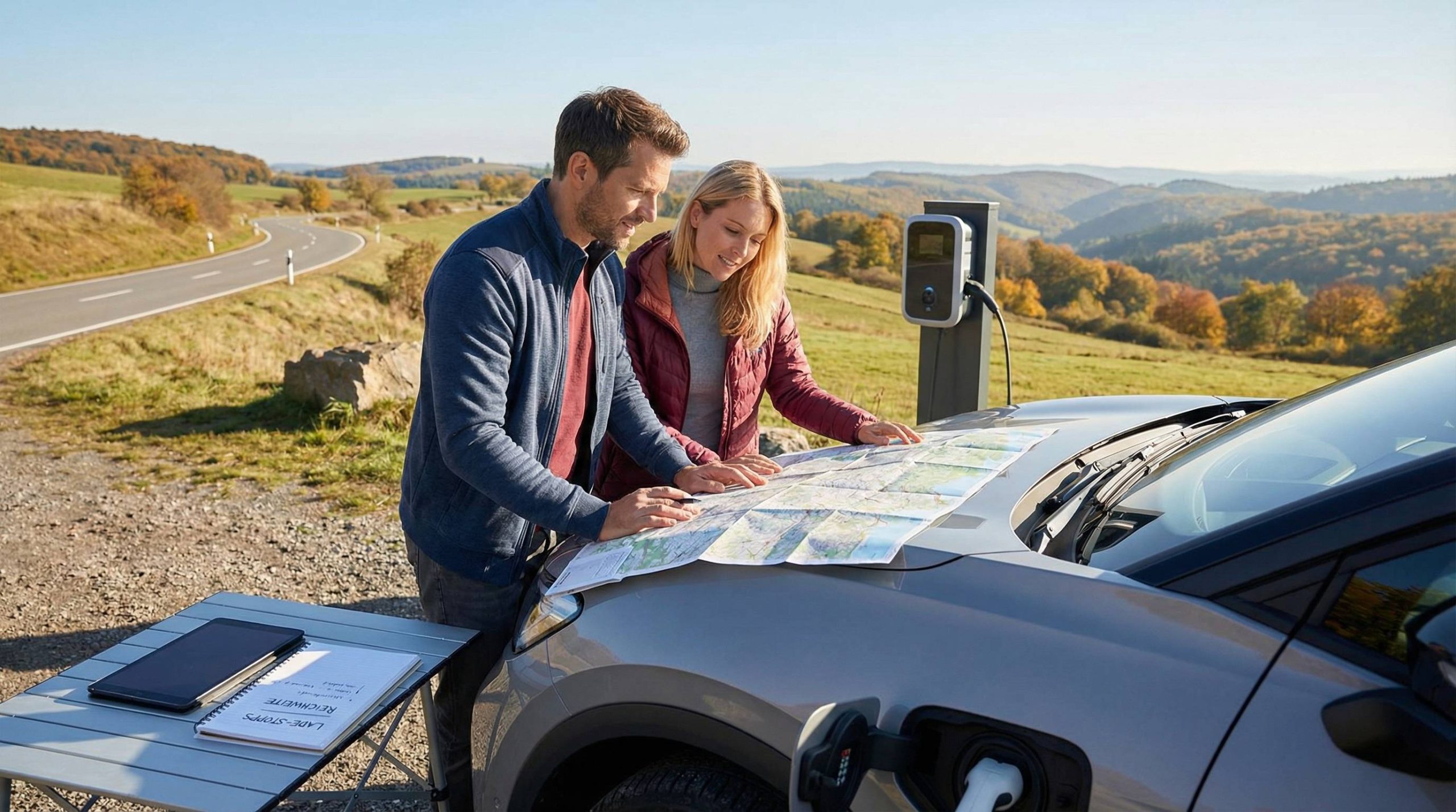 sie planen eine längere reise mit einem reinen elektrofahrzeug. was sollten sie beachten