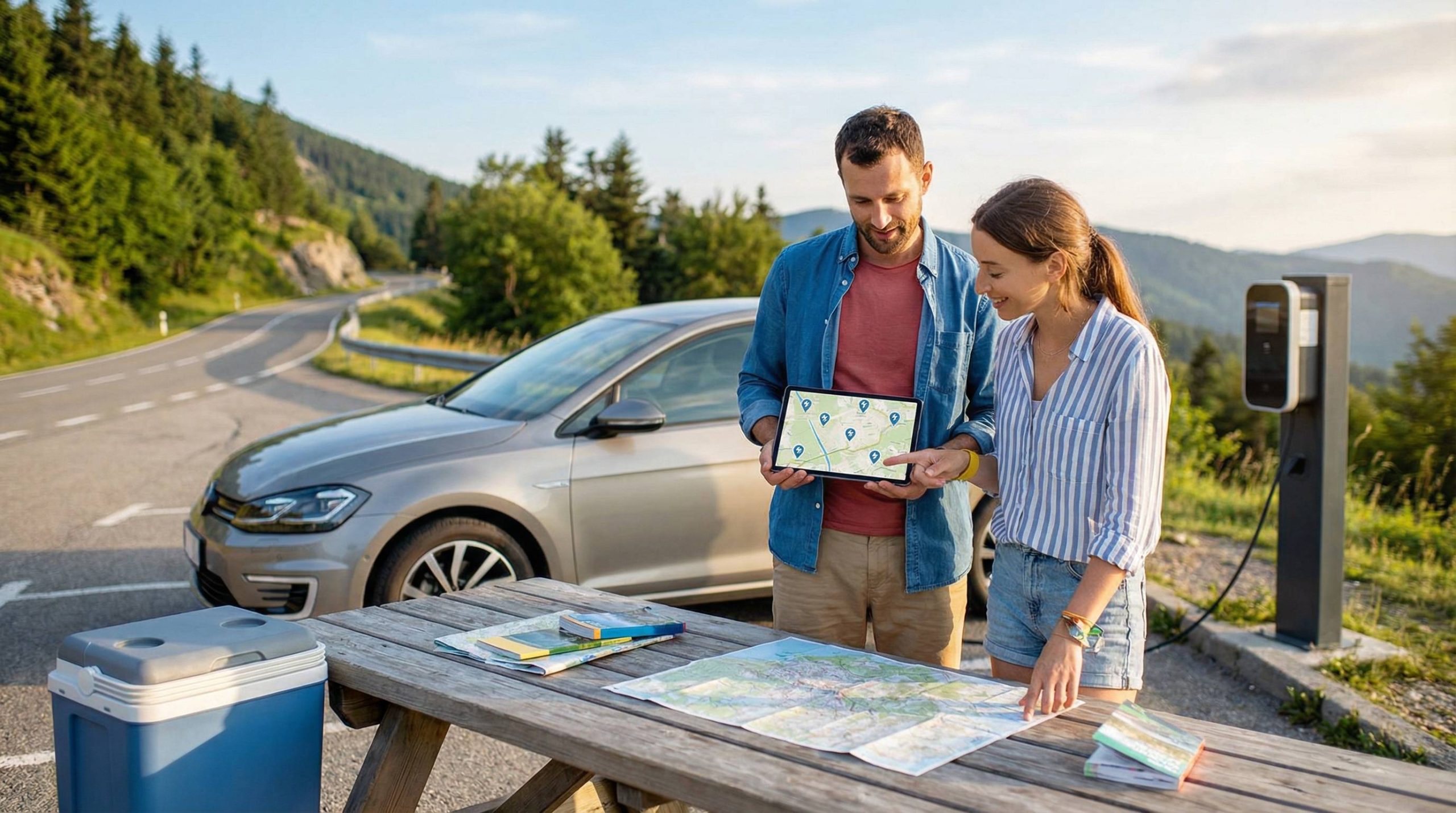 sie planen eine längere reise mit einem reinen elektrofahrzeug. was sollten sie beachten